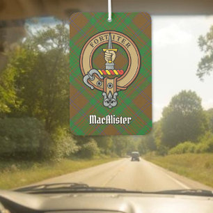 Clan MacAlister Crest over Hunting Glenbarr Tartan Car Air Freshener