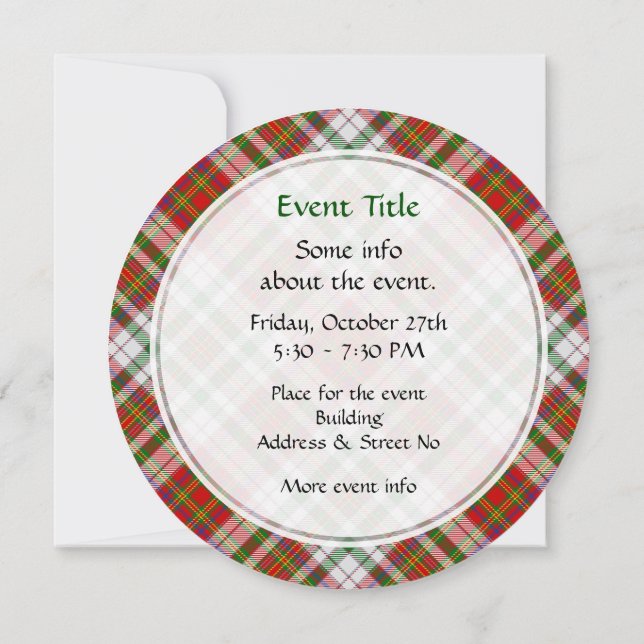 Clan MacAlister Dress Tartan Invitation (Back)