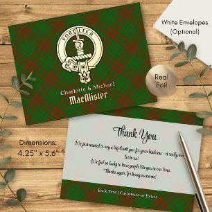 Clan MacAlister of Glenbarr Crest over Hunting Foil Invitation Postcard