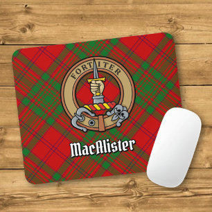Clan MacAlister of Glenbarr Crest over Tartan Mouse Pad