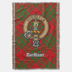 Clan MacAlister of Glenbarr Crest over Tartan Throw Blanket