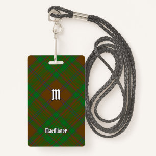 Clan MacAlister of Glenbarr Hunting Tartan ID Badge
