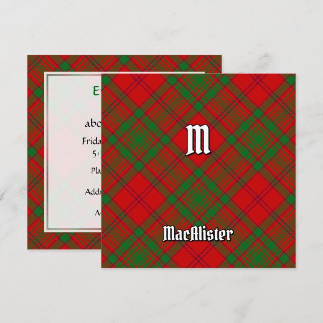 Clan MacAlister of Glenbarr Tartan Invitation (Front/Back)