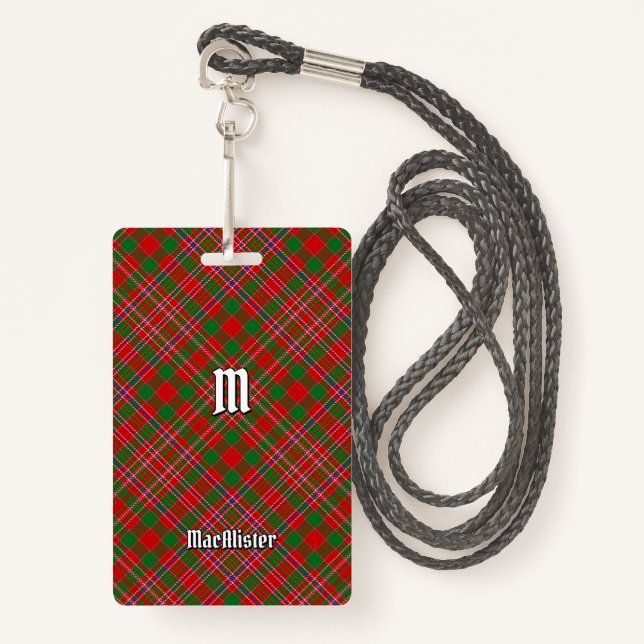 Clan MacAlister Tartan Badge ID Badge (Front with Lanyard)