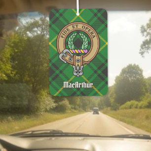 Clan MacArthur Crest over Tartan Car Air Freshener