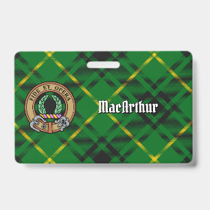 Clan MacArthur Crest over Tartan ID Badge
