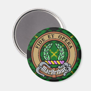 Clan MacArthur Crest over Tartan Magnet