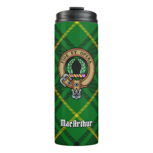 Clan MacArthur Crest over Tartan Thermal Tumbler