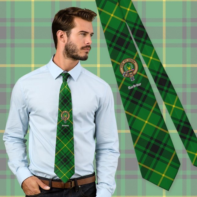 Clan MacArthur Crest over Tartan Tie (Creator Uploaded)