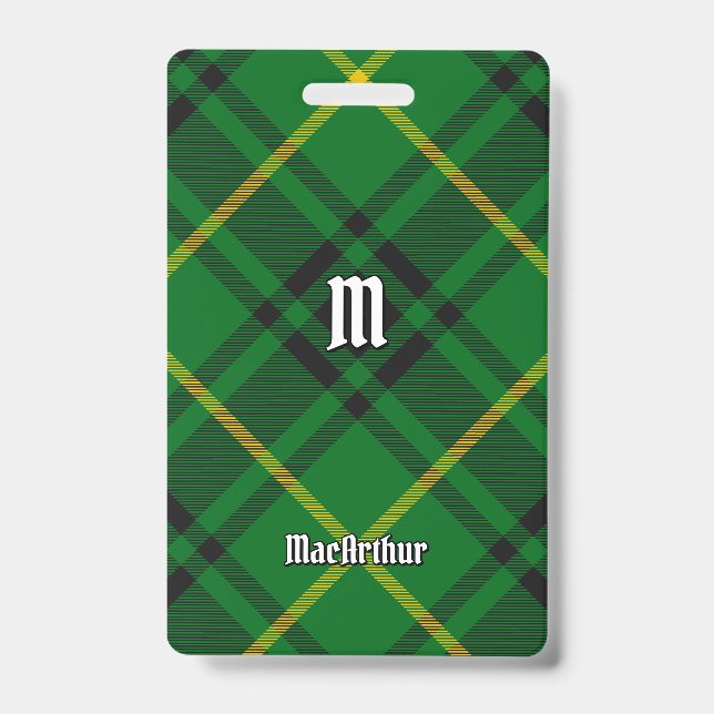 Clan MacArthur Tartan ID Badge (Front)