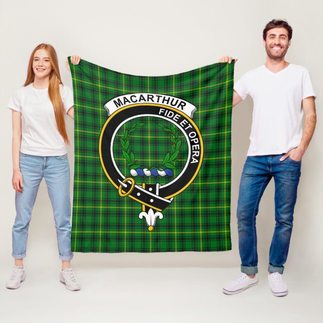 Clan MacArthur Tartan Plaid Fleece Blanket (In Situ)