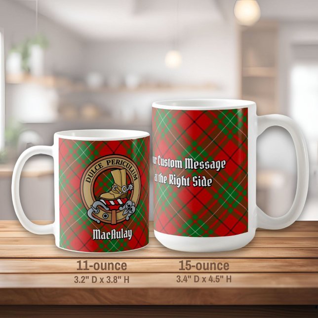 Clan MacAulay Crest over Tartan Coffee Mug (Creator Uploaded)