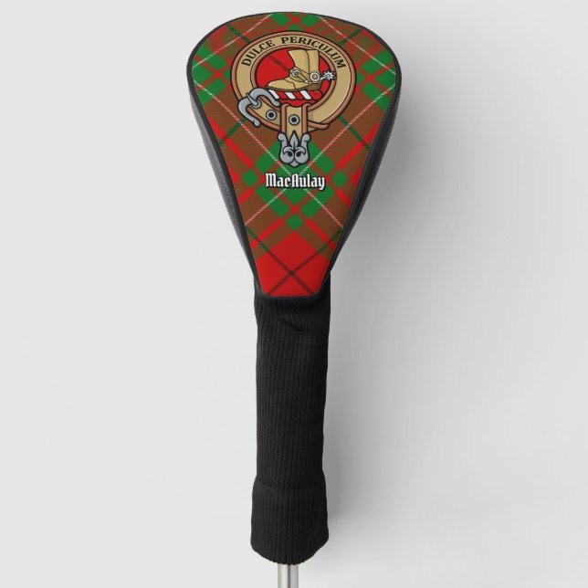 Clan MacAulay Crest over Tartan Golf Head Cover (Front)