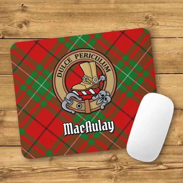 Clan MacAulay Crest over Tartan Mouse Pad (Creator Uploaded)