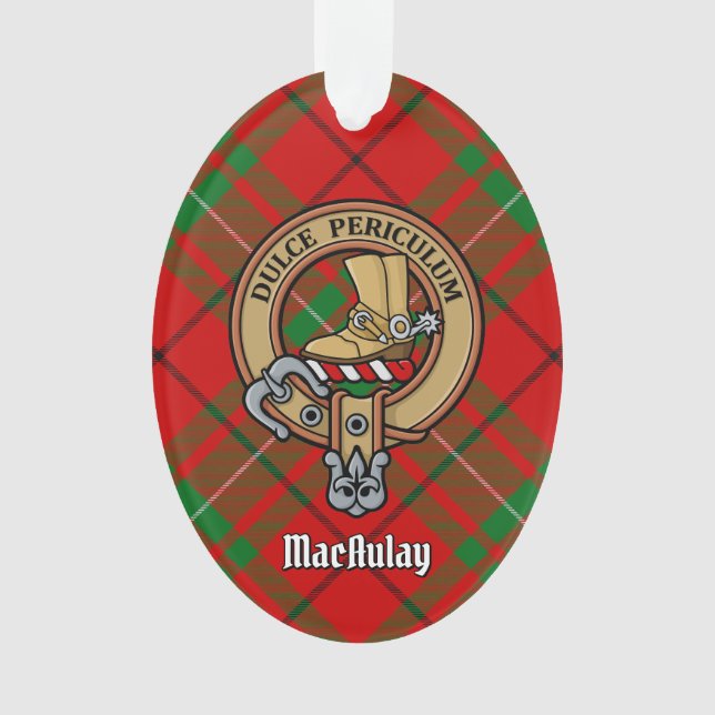 Clan MacAulay Crest over Tartan Ornament (Front)