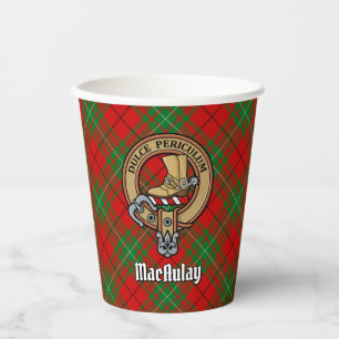 Clan MacAulay Crest over Tartan Paper Cups