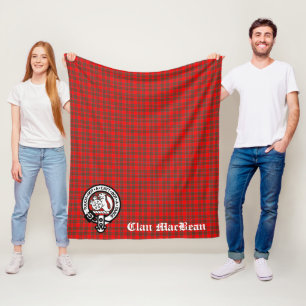 Clan MacBean Crest Badge & Tartan Fleece Blanket