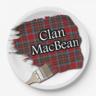 Clan MacBean Scottish Tartan Paint Brush Paper Plate