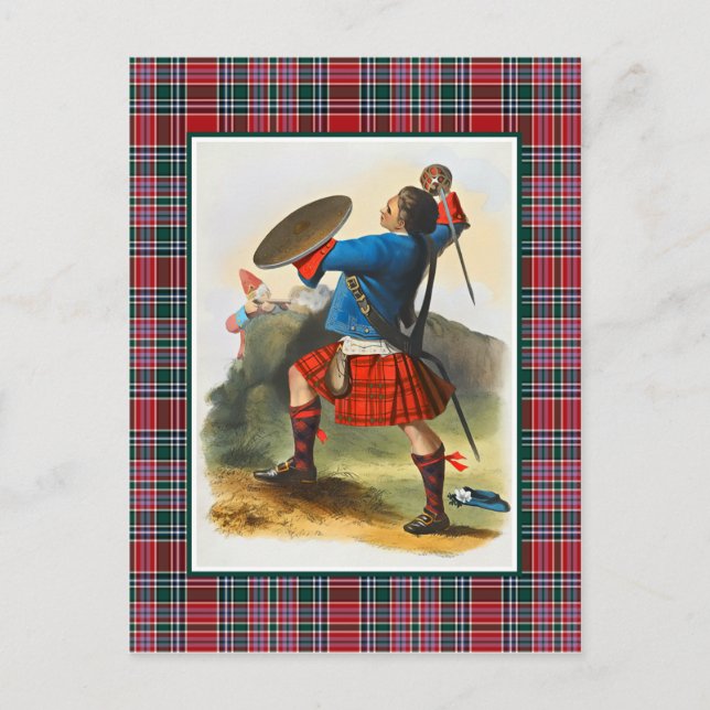 Clan MacBean Vintage Illustration Tartan Frame Postcard (Front)