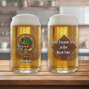 Clan MacBeth Crest over Tartan Can Glass
