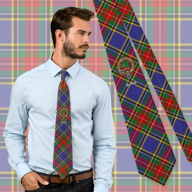 Clan MacBeth Crest over Tartan Tie (Creator Uploaded)