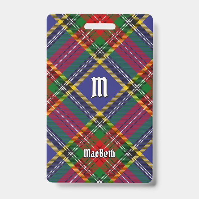 Clan MacBeth Tartan Badge ID Badge (Front)
