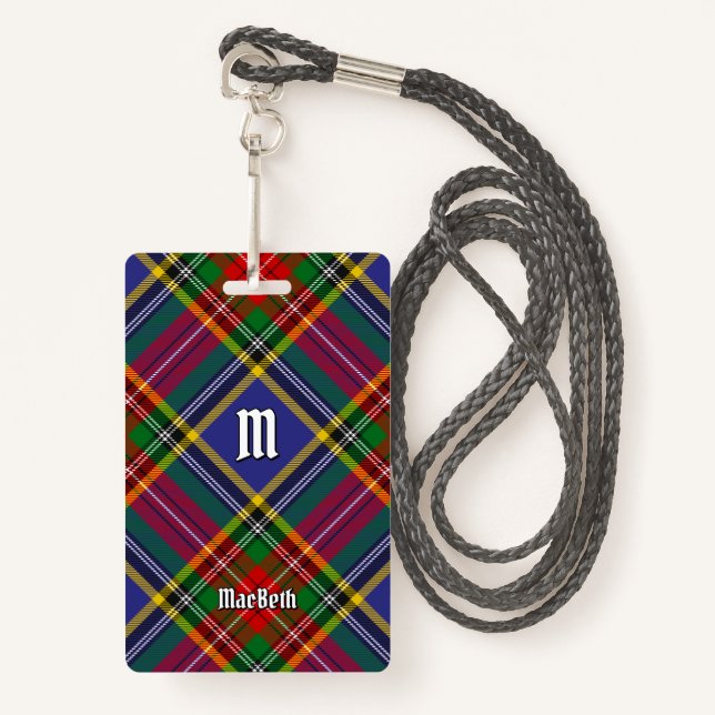 Clan MacBeth Tartan Badge ID Badge (Front with Lanyard)