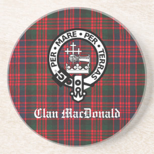 Clan MacDonald Crest & Modern Tartan Coaster