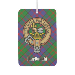 Clan MacDonald Crest over Tartan Car Air Freshener