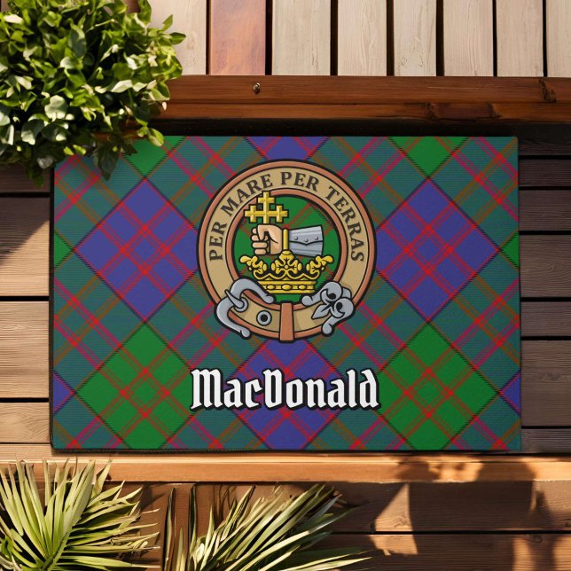 Clan MacDonald Crest over Tartan Doormat (Creator Uploaded)