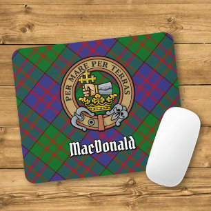 Clan MacDonald Crest over Tartan Mouse Pad
