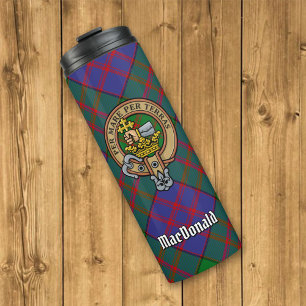 Clan MacDonald Crest over Tartan Thermal Tumbler