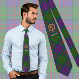 Clan MacDonald Crest over Tartan Tie