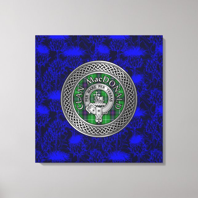 Clan MacDonald Crest & Tartan Knot Canvas Print (Front)