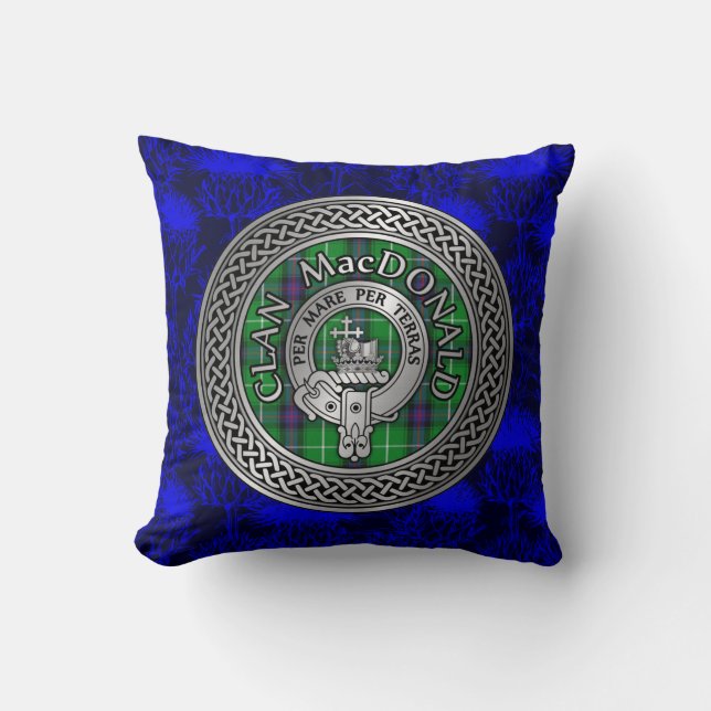 Clan MacDonald Crest & Tartan Knot Cushion (Front)