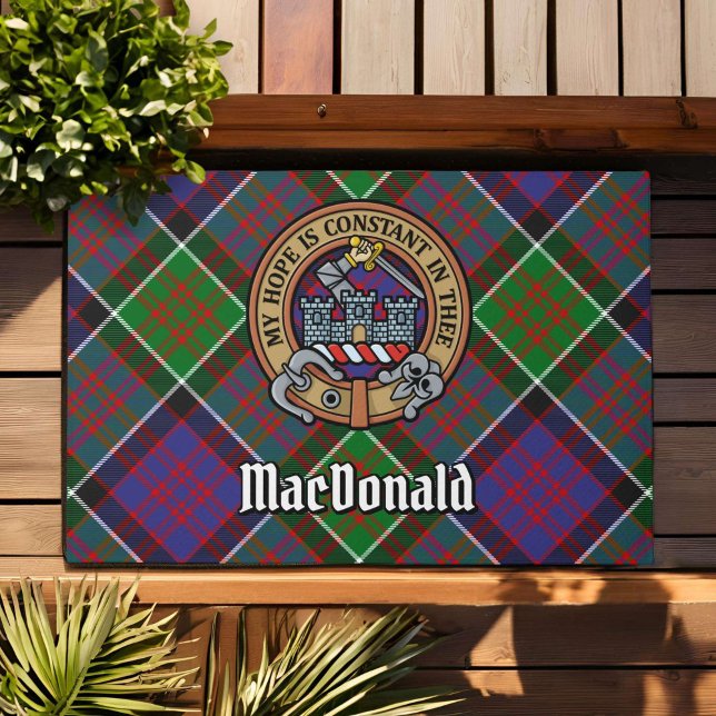 Clan MacDonald of Clanranald Crest over Tartan Doormat (Creator Uploaded)