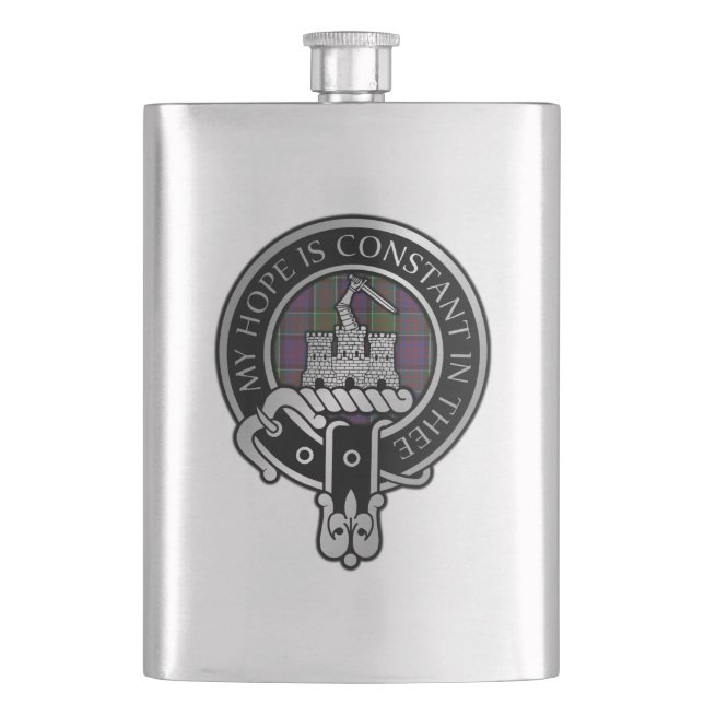 Clan MacDonald of Clanranald Crest & Tartan Flask (Front)