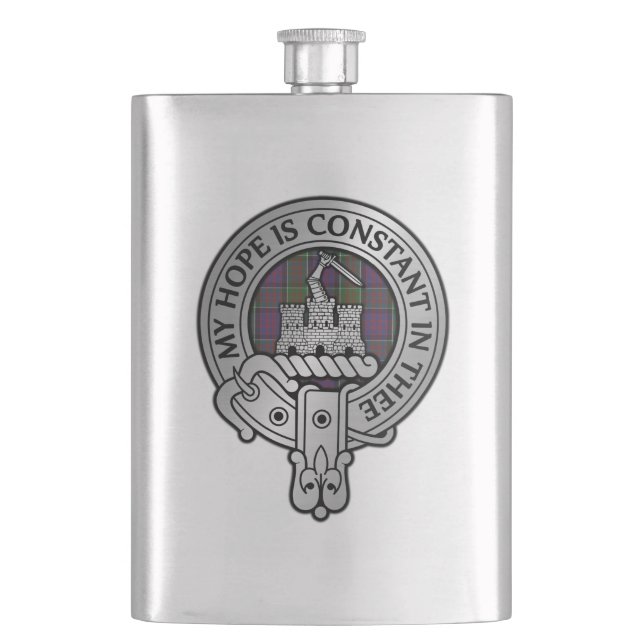 Clan MacDonald of Clanranald Crest & Tartan Flask (Front)