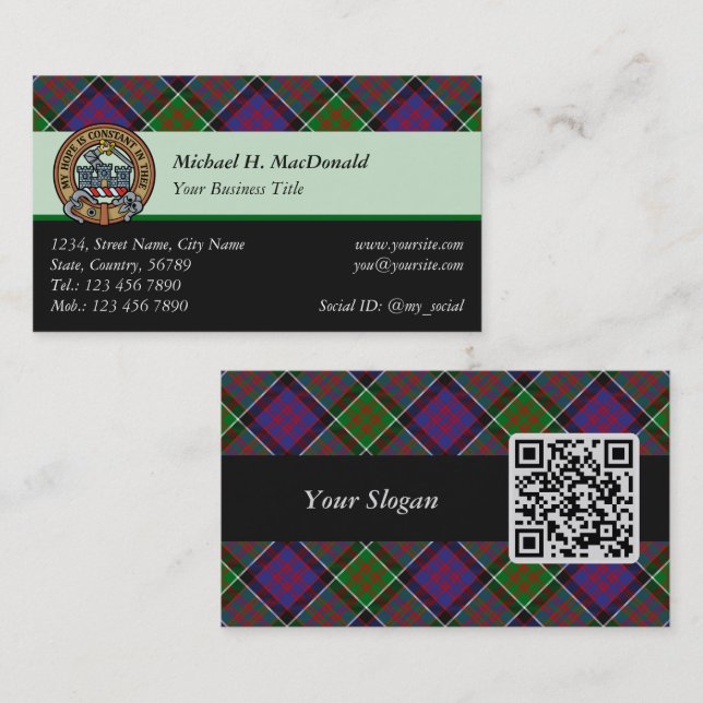 Clan MacDonald of Clanranald Tartan Business Card (Front/Back)