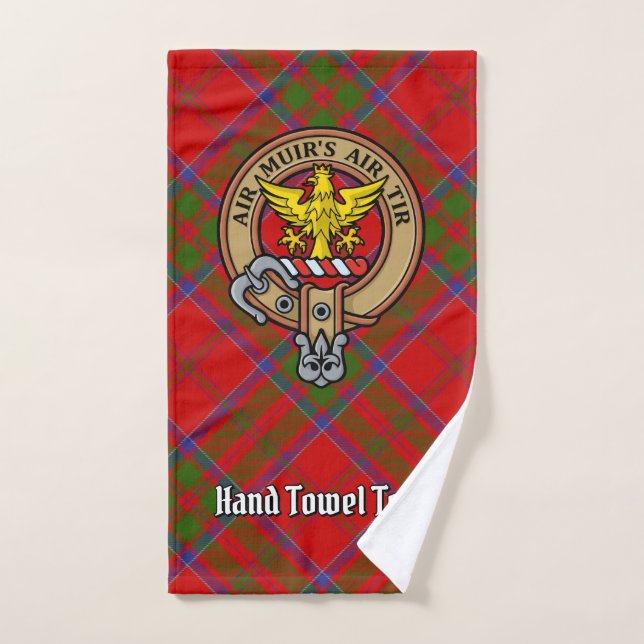 Clan MacDonald of Keppoch Crest over Tartan Bath Towel Set (Hand Towel)
