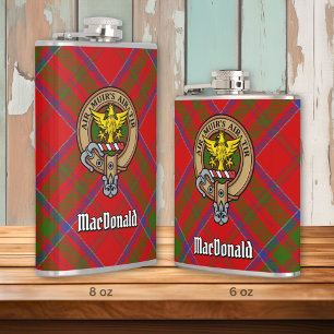 Clan MacDonald of Keppoch Crest over Tartan Hip Flask