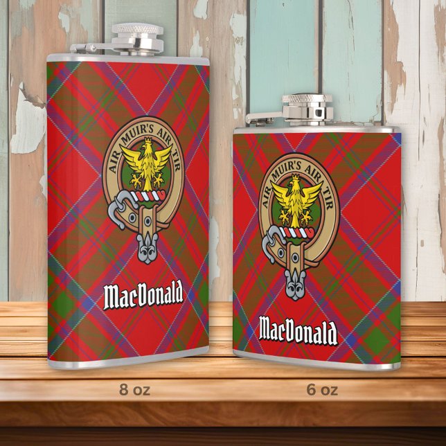 Clan MacDonald of Keppoch Crest over Tartan Hip Flask (Creator Uploaded)
