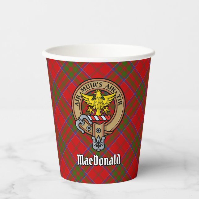 Clan MacDonald of Keppoch Crest over Tartan Paper Cups (Front)