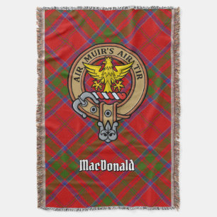 Clan MacDonald of Keppoch Crest over Tartan Throw Blanket