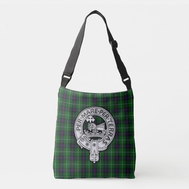 Clan MacDonald of the Isles Crest & Tartan Crossbody Bag (Front)