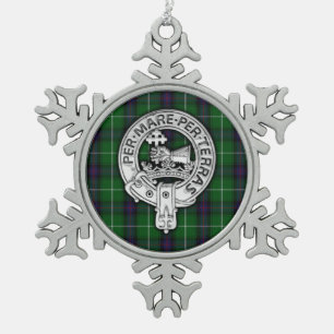 Clan MacDonald of the Isles Crest & Tartan Snowflake Pewter Christmas Ornament
