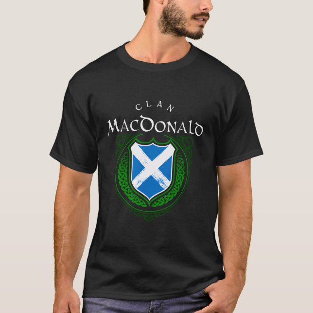 Clan Macdonald Surname Scottish Clan Scotland Flag T-Shirt (Front)