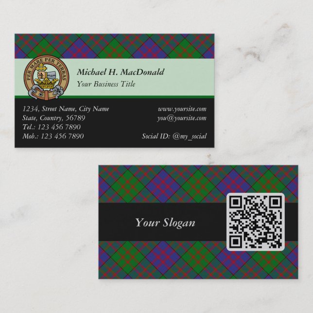 Clan MacDonald Tartan Business Card (Front/Back)