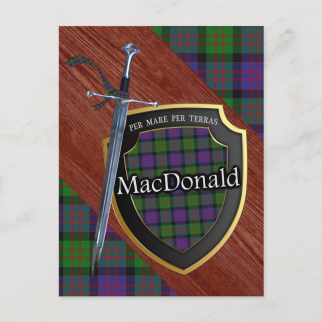 Clan MacDonald Tartan Sword & Shield Postcard (Front)