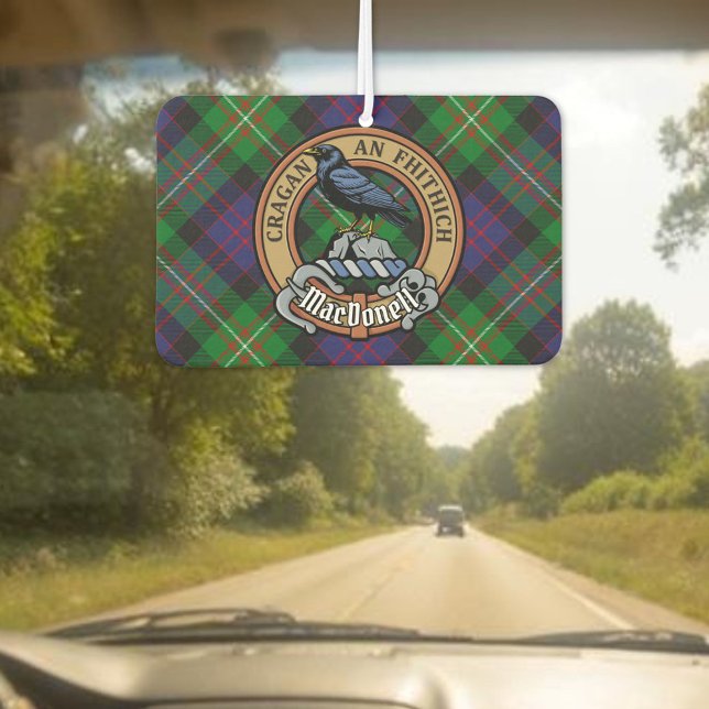 Clan MacDonell of Glengarry Crest over Tartan Car Air Freshener (Creator Uploaded)